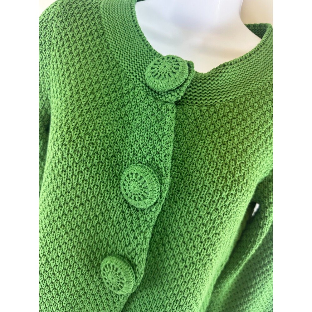 Boden Knit Cardigan Kelly Green Snap Covered Faux Buttons Chunky WK734 Womens 4 - Picture 4 of 16